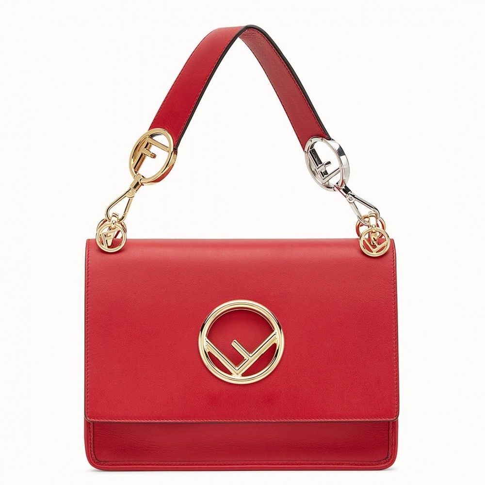 Fendi Kan I F Shoulder Bag In Red Calfskin FBS24166