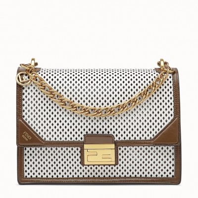 Fendi Kan U Bag In White Perforated Calf Leather FBS24178