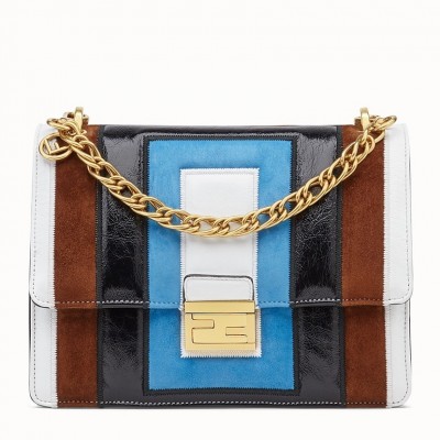 Fendi Kan U Shoulder Bag In Multicolor Leather and Suede FBS24180