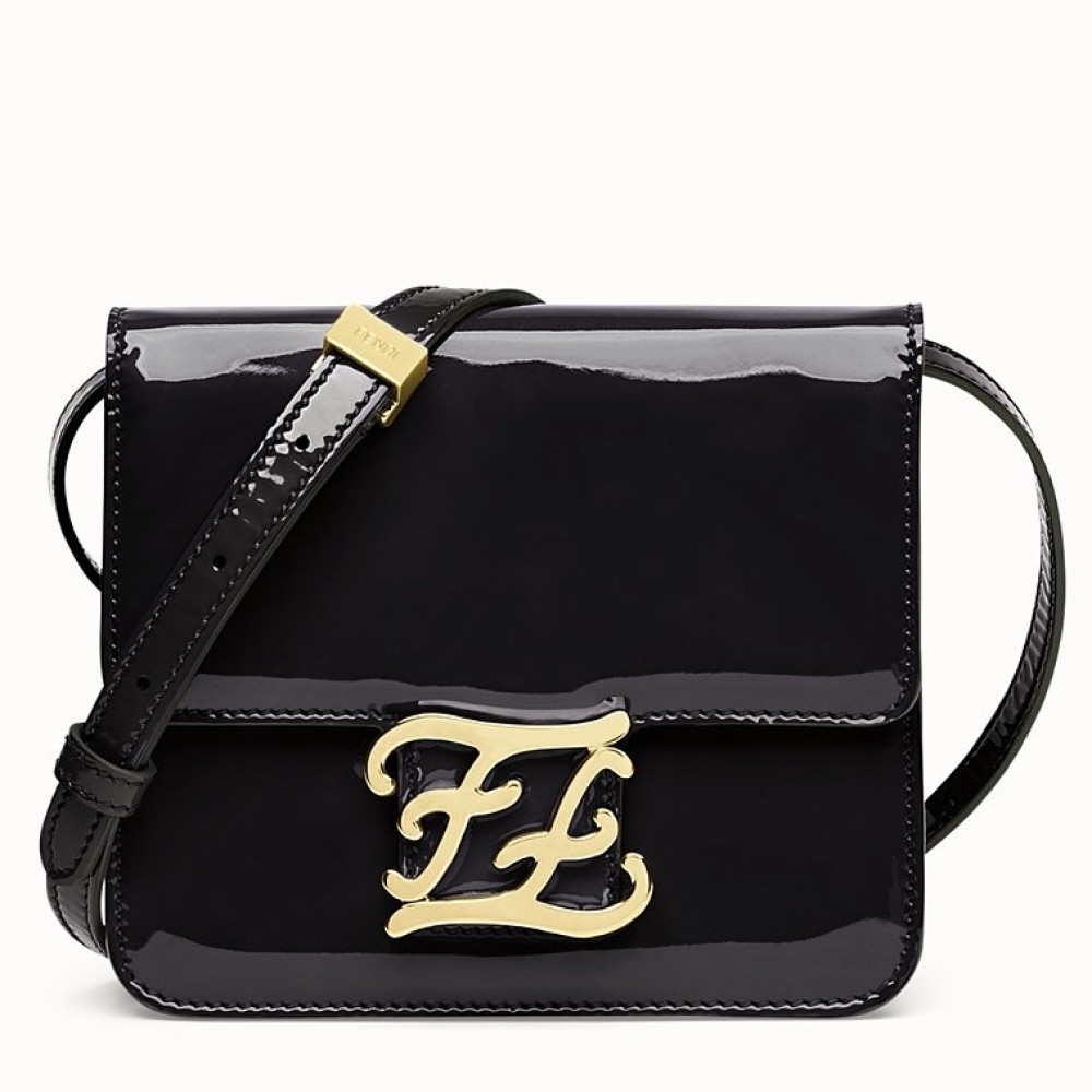 Fendi Karligraphy Bag In Black Patent Leather FBS24182