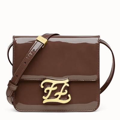 Fendi Karligraphy Bag In Brown Patent Leather FBS24184