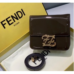 Fendi Karligraphy Bag In Brown Patent Leather FBS24184