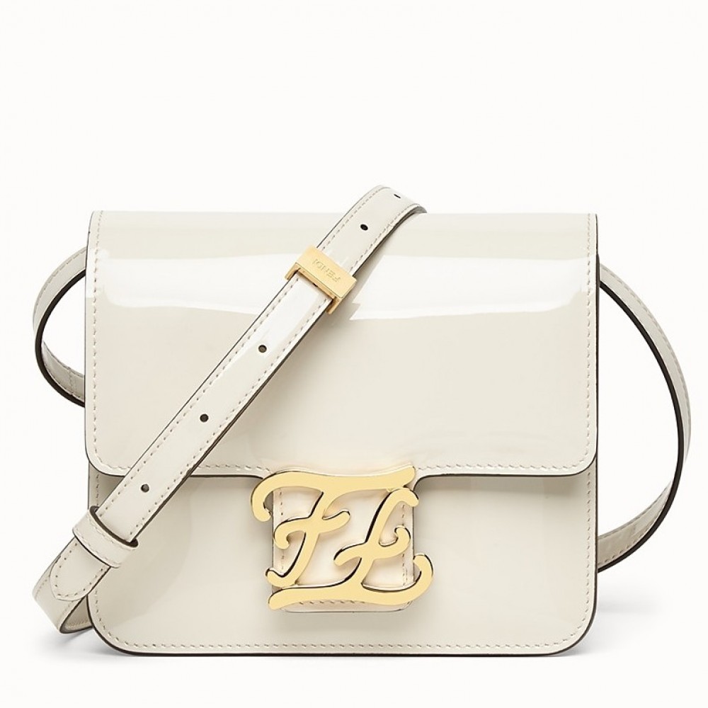 Fendi Karligraphy Bag In White Patent Leather FBS24186