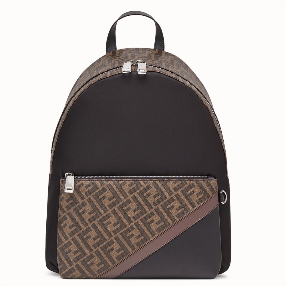 Fendi Large Backpack In FF Fabric With Nylon And Leather FBS24190