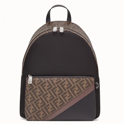 Fendi Large Backpack In FF Fabric With Nylon And Leather FBS24190