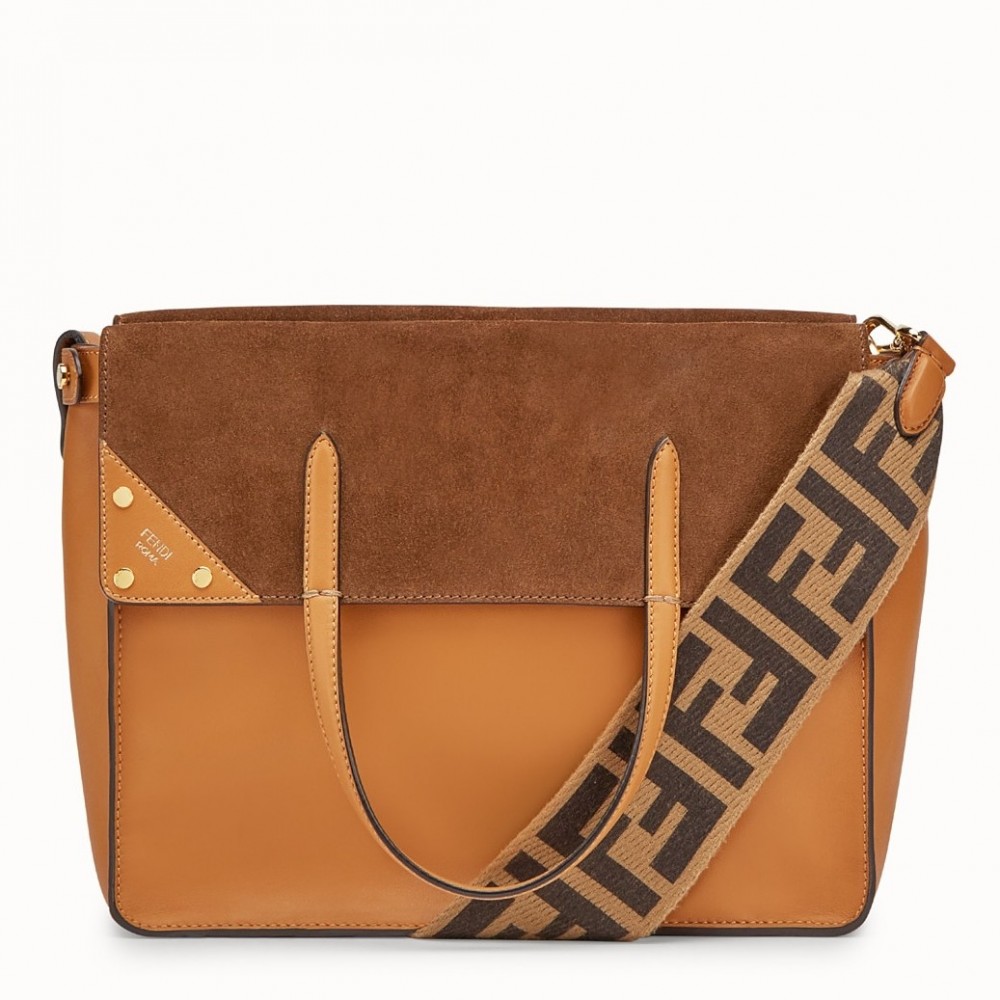 Fendi Large Flip Tote Bag In Brown Calfskin FBS24196