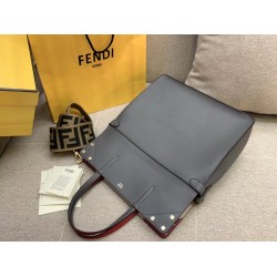 Fendi Large Flip Tote Bag In Grey Calfskin FBS24197