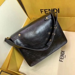 Fendi Large Kan U Bag In Black Glossy Lambskin FBS24198