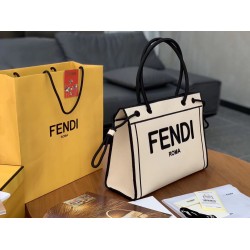 Fendi Large Roma Shopper Bag In Undyed Canvas FBS24201