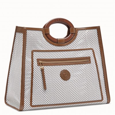 Fendi Large Runaway Shopper Bag In White Perforated Calfskin FBS24203