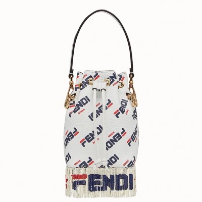 Fendi Logo-printed Fringed Mon Tresor Mini Bucket Bag FBS24205