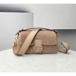 Fendi Medium Baguette Bag In Beige Shearling FBS24212