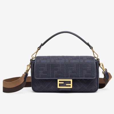 Fendi Medium Baguette Bag In Blue FF Canvas FBS24213