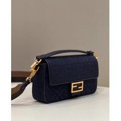 Fendi Medium Baguette Bag In Blue FF Canvas FBS24213