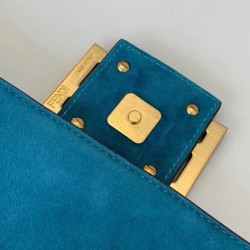 Fendi Medium Baguette Bag In Blue Suede Leather FBS24214