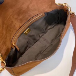 Fendi Medium Baguette Bag In Brown Suede Leather FBS24215