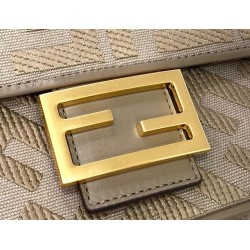 Fendi Medium Baguette Bag In Grey FF Canvas FBS24216