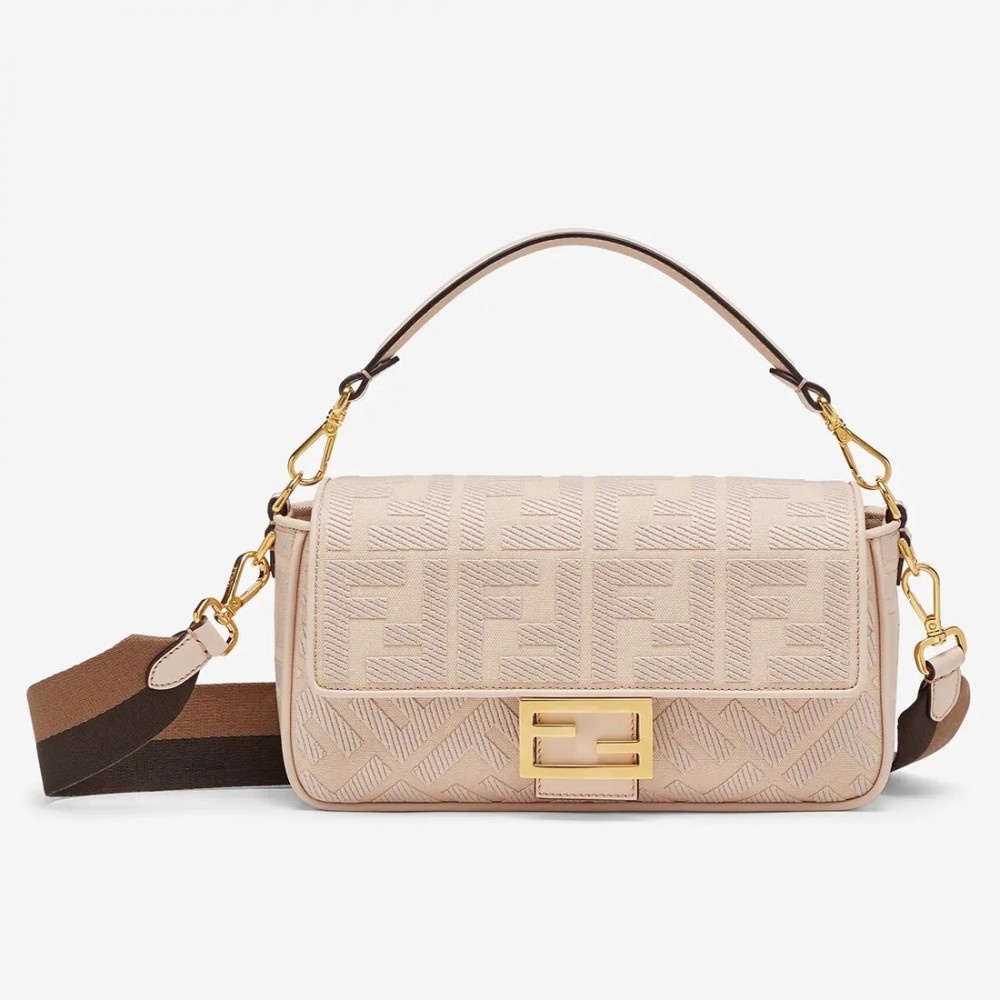 Fendi Medium Baguette Bag In Pink FF Canvas FBS24217