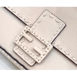 Fendi Medium Baguette Bag In White Grain Leather FBS24218