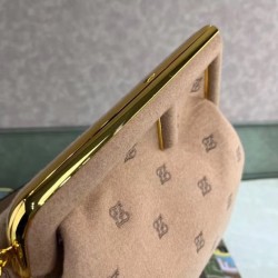 Fendi Medium First Bag In Beige Flannel Embroidery FBS24219