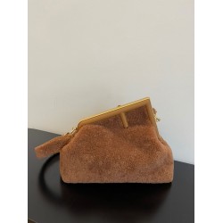 Fendi Medium First Bag In Brown Wool Sheepskin FBS24222