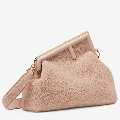 Fendi Medium First Bag In Pink Wool Sheepskin FBS24228