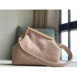 Fendi Medium First Bag In Pink Wool Sheepskin FBS24228