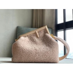 Fendi Medium First Bag In Pink Wool Sheepskin FBS24228