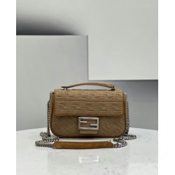 Fendi Midi Baguette Chain Bag In Beige FF Fabric FBS24234