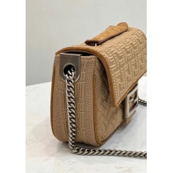 Fendi Midi Baguette Chain Bag In Beige FF Fabric FBS24234