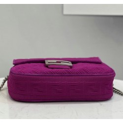 Fendi Midi Baguette Chain Bag In Fuchsia FF Fabric FBS24235