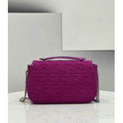 Fendi Midi Baguette Chain Bag In Fuchsia FF Fabric FBS24235