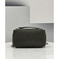 Fendi Midi Baguette Chain Bag In Green FF Fabric FBS24236