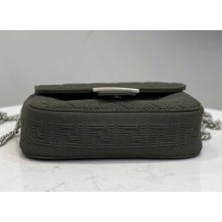 Fendi Midi Baguette Chain Bag In Green FF Fabric FBS24236