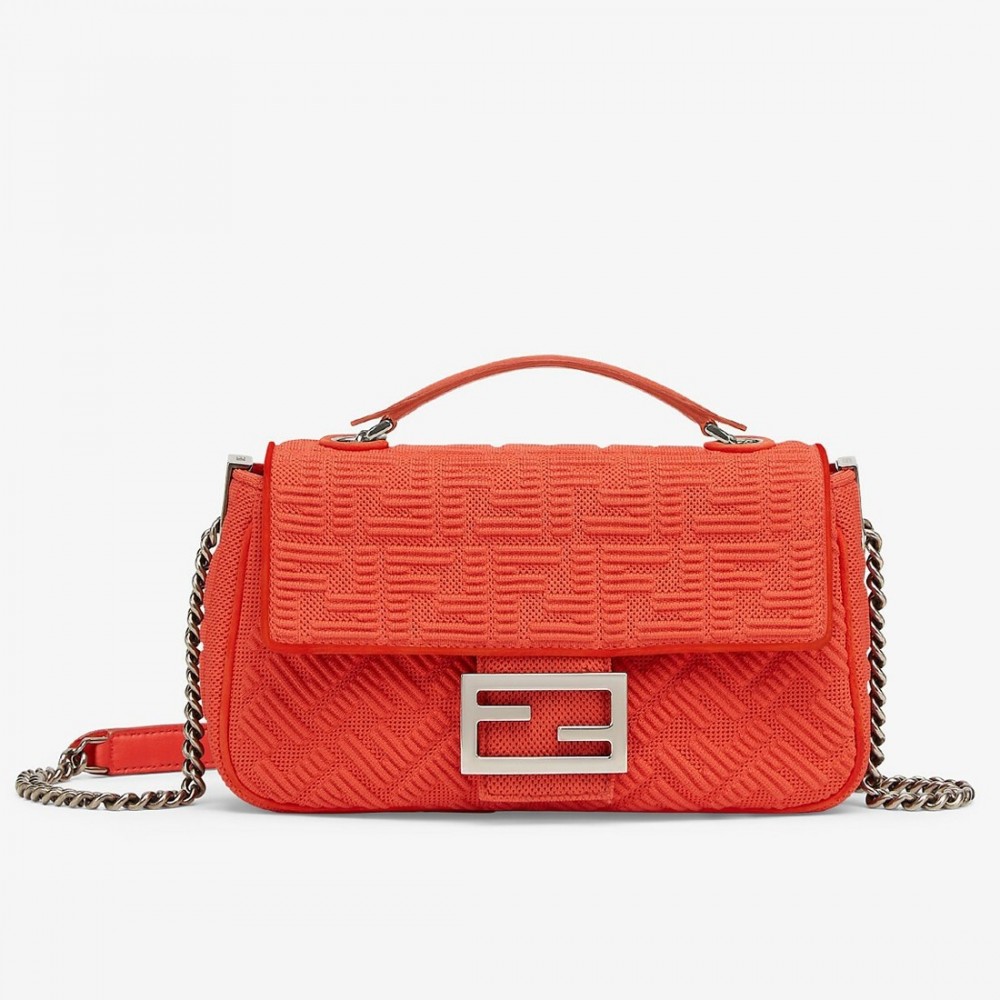 Fendi Midi Baguette Chain Bag In Piment FF Fabric FBS24237