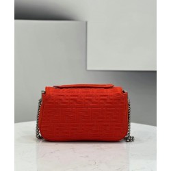 Fendi Midi Baguette Chain Bag In Piment FF Fabric FBS24237