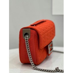 Fendi Midi Baguette Chain Bag In Piment FF Fabric FBS24237