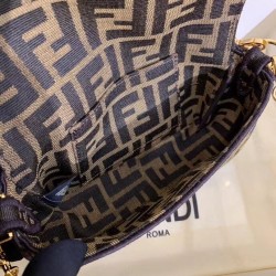 Fendi Mini Baguette Bag In FF Fabric With Black Trim FBS24238