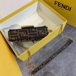 Fendi Mini Baguette Bag In FF Fabric With Black Trim FBS24238