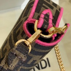 Fendi Mini Baguette Bag In FF Fabric With Fuchsia Trim FBS24239