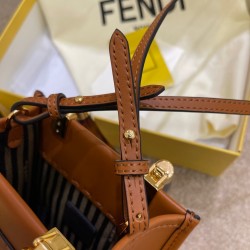 Fendi Mini Sunshine Shopper Bag In Brown Leather FBS24240