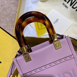 Fendi Mini Sunshine Shopper Bag In Lilas Leather FBS24241