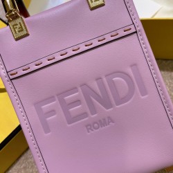 Fendi Mini Sunshine Shopper Bag In Lilas Leather FBS24241