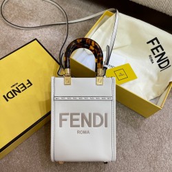 Fendi Mini Sunshine Shopper Bag In White Leather FBS24242