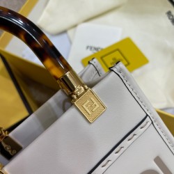 Fendi Mini Sunshine Shopper Bag In White Leather FBS24242