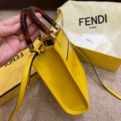 Fendi Mini Sunshine Shopper Bag In Yellow Leather FBS24243