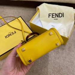 Fendi Mini Sunshine Shopper Bag In Yellow Leather FBS24243