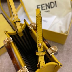 Fendi Mini Sunshine Shopper Bag In Yellow Leather FBS24243