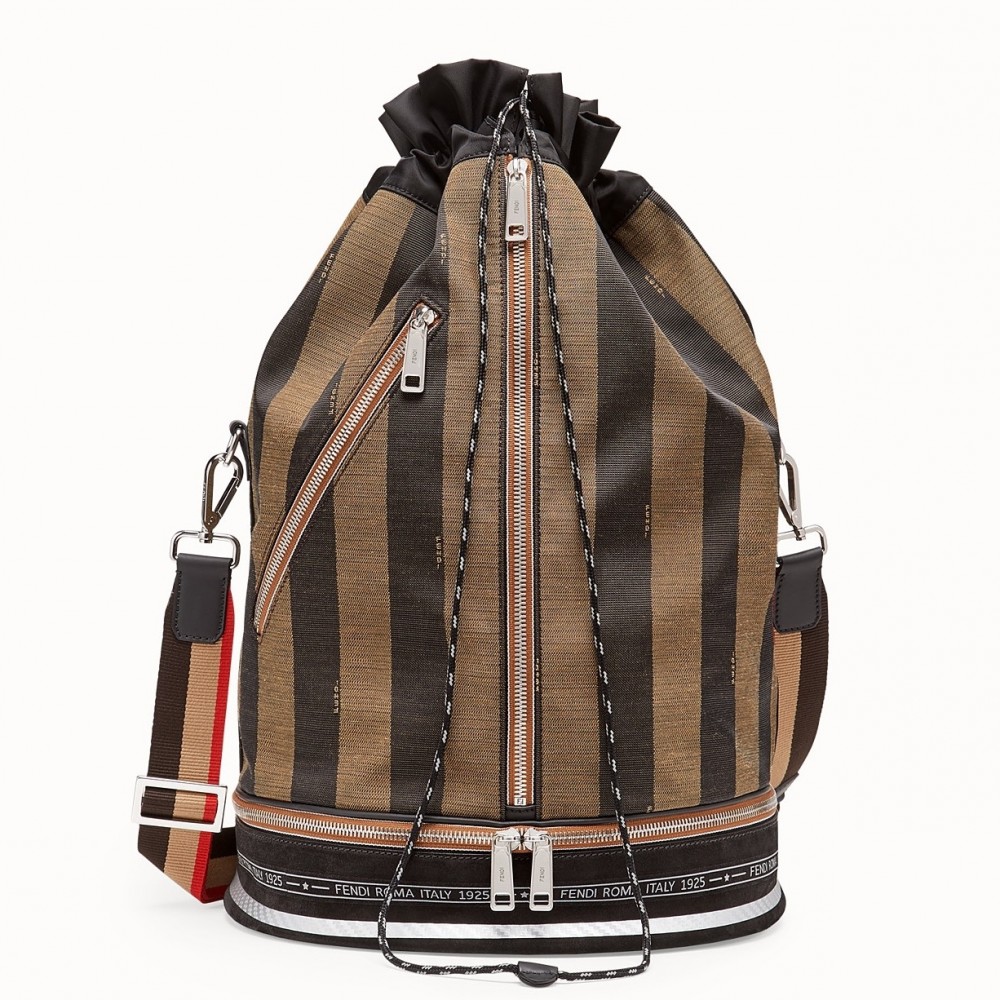 Fendi Mon Tresor Drawstring Bag In Pequin Striped Fabric FBS24244