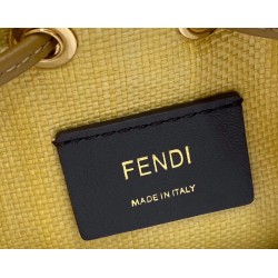 Fendi Mon Tresor Mini Bucket Bag In Beige Raffia FBS24245